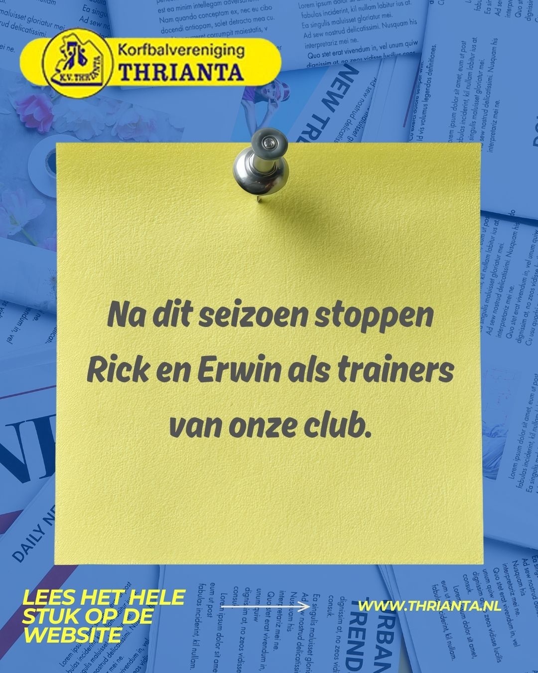 Rick en Erwin stoppen na dit seizoen als trainers.